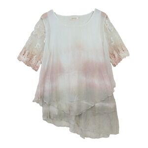Simply Couture Layered‎ Top Women L Earthy Tie Dye Ethereal Flowy Asymmetrical
